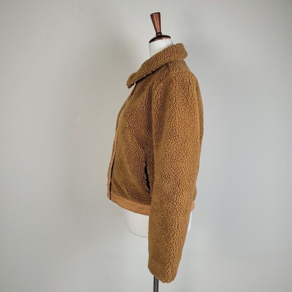 Madewell Jacket Womens Small Portland Sherpa Orange Button Down Boxy - Picture 6 of 8